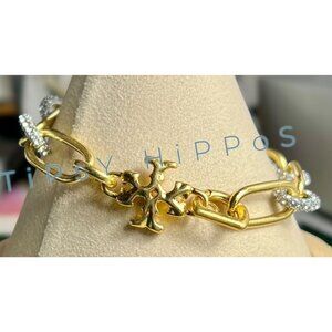 TORY BURCH ROXANNE GOLD CHAIN ​​LINK AND PAVÉ BRACELET